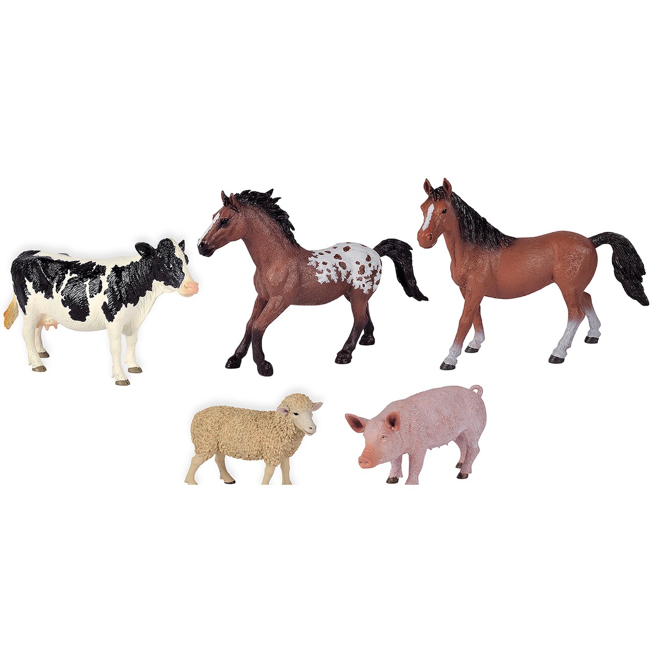 Simba Toys: Farm Animals Set – 5 Figurines, Standing Horse, Galloping Horse, Sheep, Pig, Cow, Colorful & Detailed, Realistic Toy Miniatures, Kids 3+
